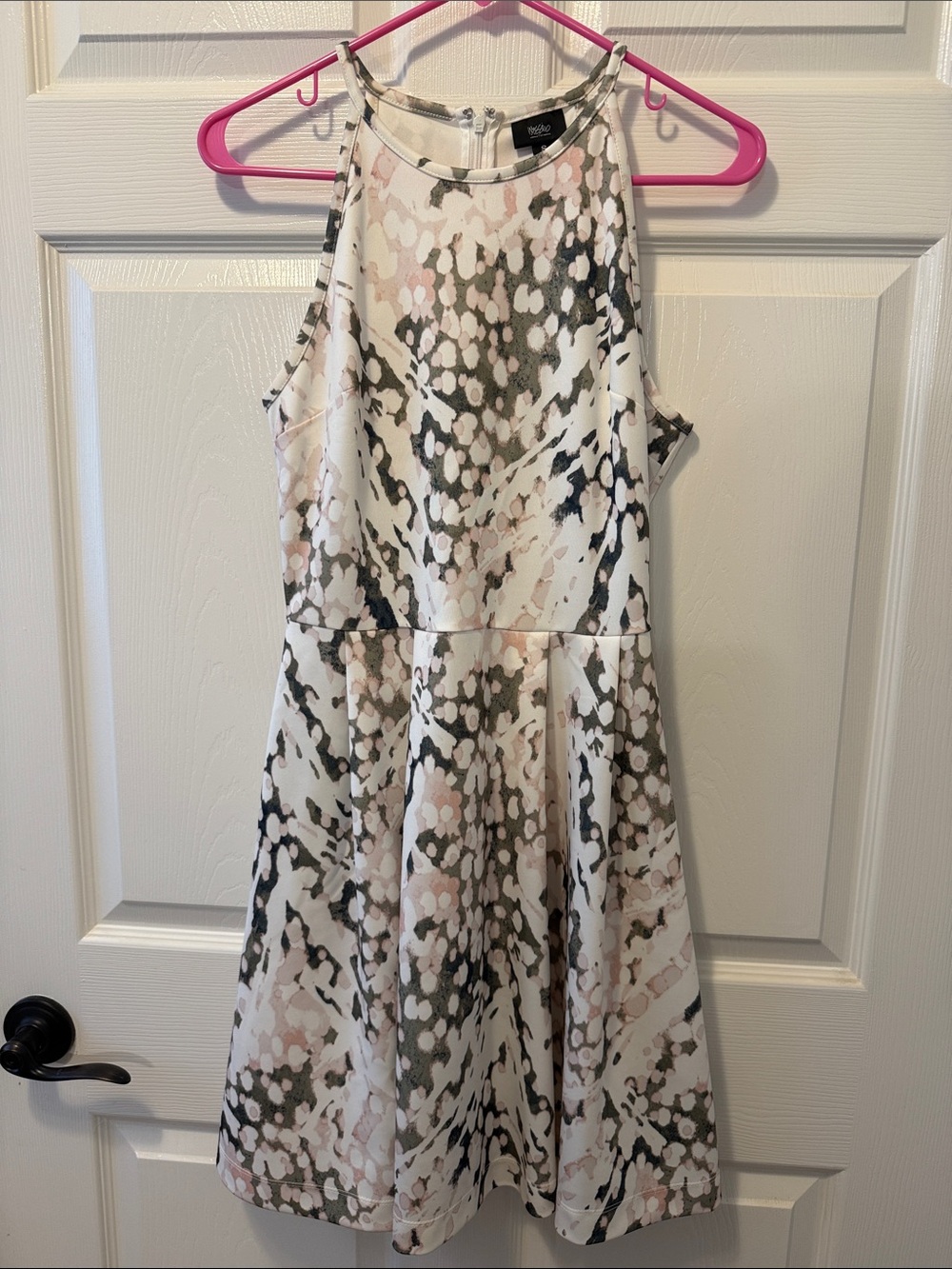 Mossimo Supply Co. Midi Dress in White with Blush & Olive Print